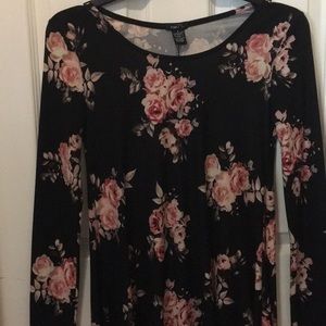 Black long sleeve dress with pretty flowers